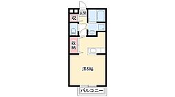 プランドール中広 1Kの間取図画像