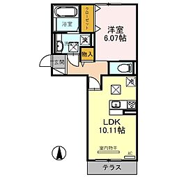 クレシア旭 1LDKの間取図画像