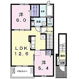 オイコスオニロ田井 2LDKの間取図画像