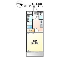 レインボーヒルズ 1Kの間取図画像