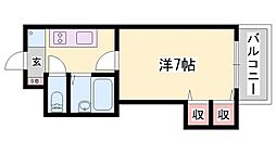 ジュネス野里 1Kの間取図画像