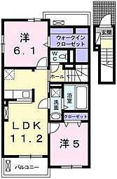 フリーデ2 2LDKの間取図画像