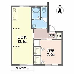 パレ・コスモスA 1LDKの間取図画像