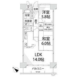 ライオンズマンション姫路東今宿 2LDKの間取図画像