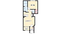 ミモザ 1LDKの間取図画像