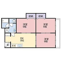 ペシュ七番館 3DKの間取図画像
