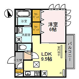 J・アメニティ北今宿 1LDKの間取図画像