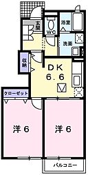 トゥルーブルー赤穂 2DKの間取図画像
