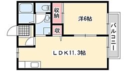 サンライフ双葉 1LDKの間取図画像