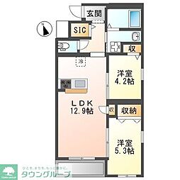 パティオ三富士 2LDKの間取図画像