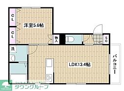 旭化成マンションボヌール 1LDKの間取図画像