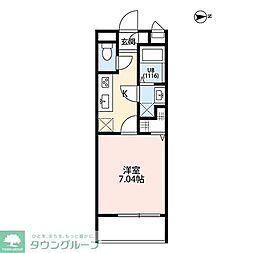 リコルテ大和中央 1Kの間取図画像