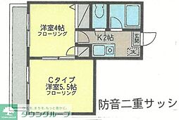 ヴェルディ南林間 2Kの間取図画像