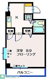 ヴァンテベール 1Kの間取図画像