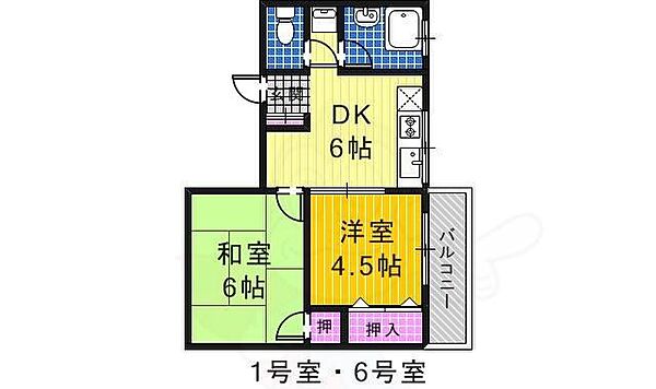 山本マンション 206｜大阪府堺市北区百舌鳥赤畑町３丁(賃貸マンション2DK・2階・36.45㎡)の写真 その2