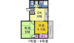 山本マンション 2DKの間取図画像