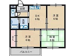 ローズマンション 3DKの間取図画像
