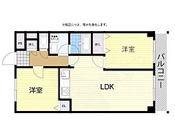 クリスタルハイツ清水丘 2LDKの間取図画像