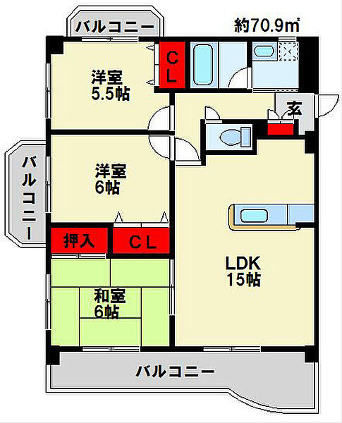 アヴァンティ高見MI 601｜福岡県北九州市八幡東区荒生田３丁目(賃貸マンション3LDK・6階・65.66㎡)の写真 その2