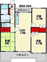 福岡県北九州市小倉北区木町２丁目（賃貸マンション3LDK・2階・68.38㎡） その2