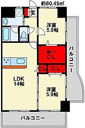 THESQUARE・clubResidence 2LDKの間取図画像