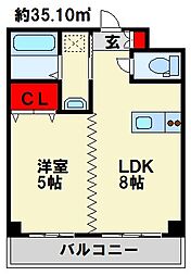 三萩野ビル 1LDKの間取図画像