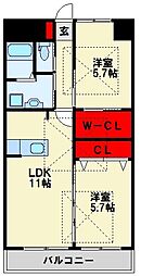 フートン4祇園さくら坂 2LDKの間取図画像