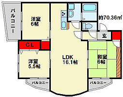オールセインツ 3LDKの間取図画像
