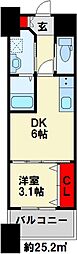 ギャラン竪町 1DKの間取図画像