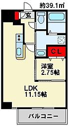 スタディ飛幡 1LDKの間取図画像