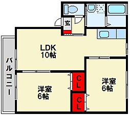 ハイムベル 2LDKの間取図画像