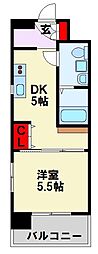 アースコート桜通り 1DKの間取図画像