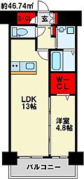 グランシャリオ三萩野 1LDKの間取図画像