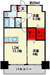 ザスクエアプラチナレジデンス 2LDKの間取図画像