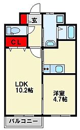 T-FLAT58 1LDKの間取図画像