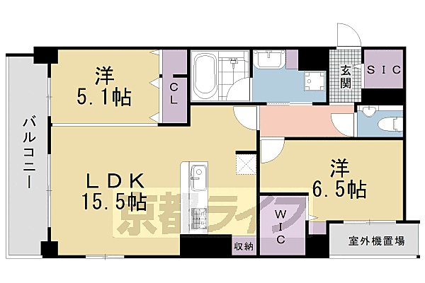 ＱＵＡＬＩＯＲ京都東山 205｜京都府京都市東山区五軒町(賃貸マンション1SLDK・2階・67.19㎡)の写真 その2