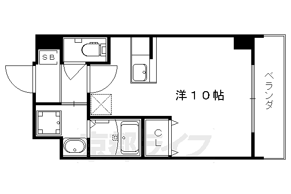 京都府京都市右京区西京極北庄境町(賃貸マンション1R・2階・25.74㎡)の写真 その2