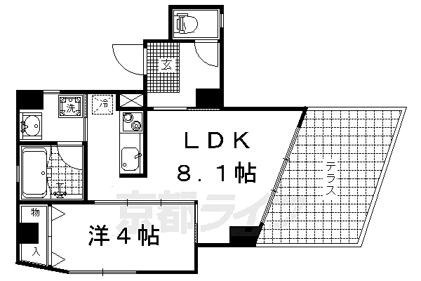 プライムコート北山通 405｜京都府京都市北区上賀茂今井河原町(賃貸マンション1LDK・4階・30.34㎡)の写真 その2