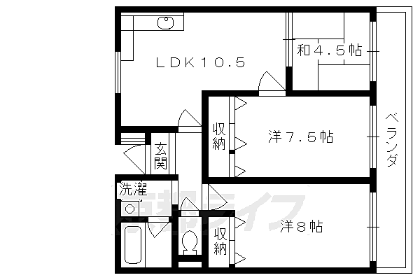 こまつハウス 204｜京都府京都市左京区岩倉花園町(賃貸マンション3LDK・2階・61.00㎡)の写真 その2