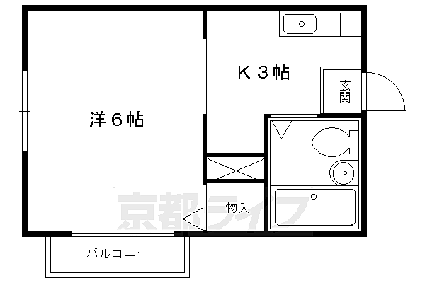 プレール北白川 1-D｜京都府京都市左京区北白川仕伏町(賃貸アパート1K・1階・18.36㎡)の写真 その2