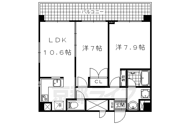 音羽ハイツ 501｜京都府京都市山科区音羽役出町(賃貸マンション2LDK・5階・58.71㎡)の写真 その2