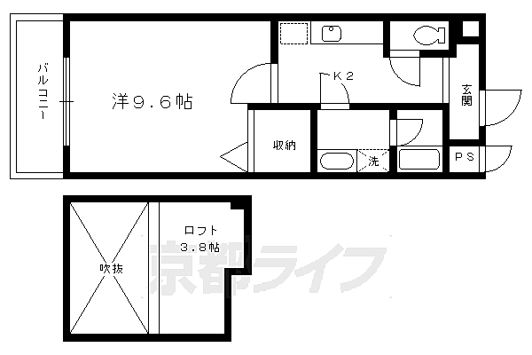 京都府京都市北区平野宮西町(賃貸アパート1K・2階・36.00㎡)の写真 その2