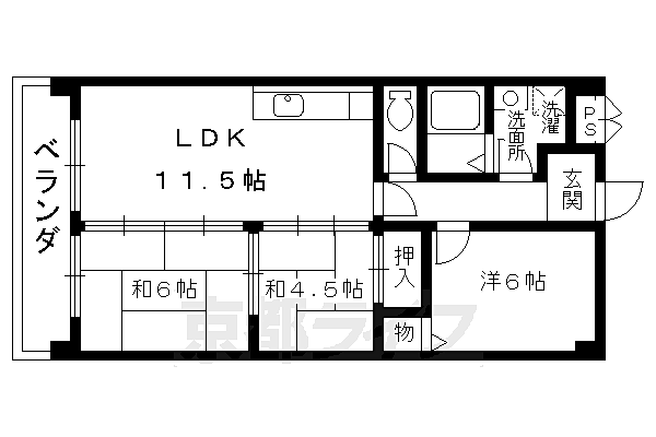 ビューフォート一乗寺 305｜京都府京都市左京区一乗寺下リ松町(賃貸マンション3LDK・3階・56.00㎡)の写真 その2