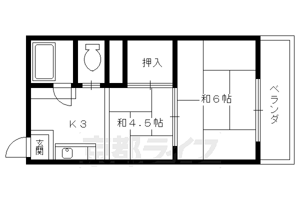 アルティスタ烏丸北 203｜京都府京都市北区小山北上総町(賃貸マンション2K・2階・28.68㎡)の写真 その2