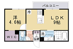 京都市営烏丸線 北大路駅 徒歩27分の賃貸アパート 3階1LDKの間取り