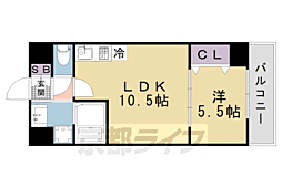京都市営烏丸線 今出川駅 徒歩17分の賃貸マンション 3階1LDKの間取り