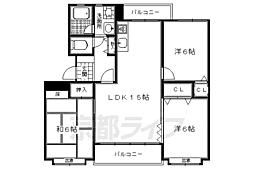 京阪本線 出町柳駅 徒歩10分の賃貸マンション 1階3LDKの間取り