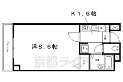 京都市営烏丸線 今出川駅 徒歩15分の賃貸マンション 6階1Kの間取り