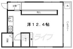 京都市営烏丸線 北大路駅 徒歩9分の賃貸マンション 3階ワンルームの間取り