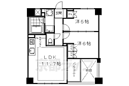 ライオンズ京都四条烏丸レジデンス 6階2LDKの間取り